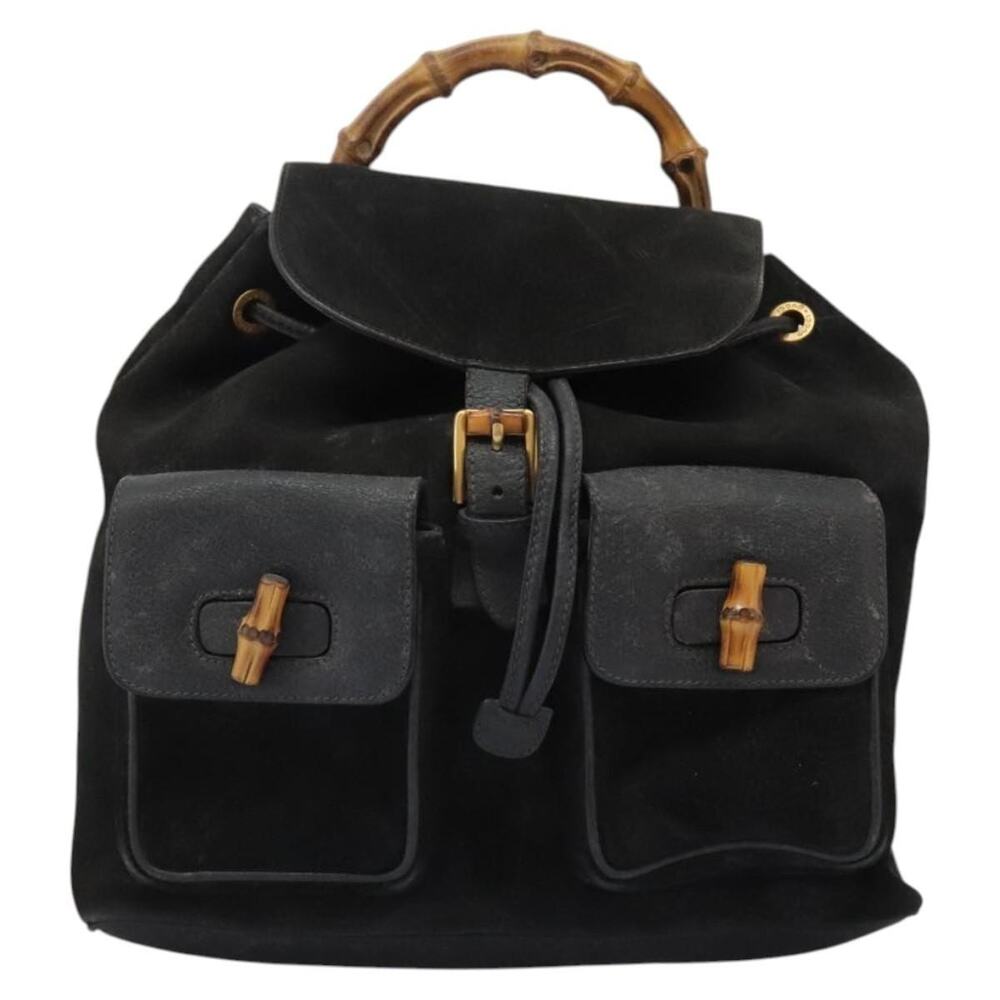 Gucci Bamboo Suede Backpack Black